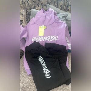 Purple and Black Unspeakable Hoodie and Sweatpants Set